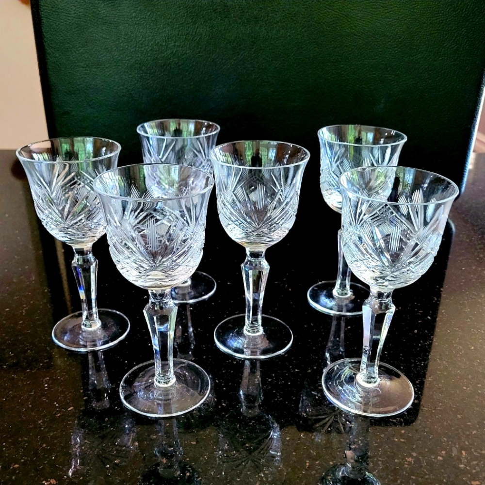 Cut crystal wine glasses